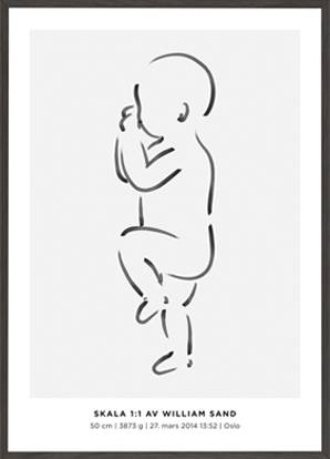 Unik babyplakat designet etter barnets eksakte fødselsmål
